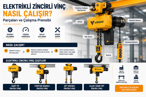 Elektrikli Zincirli Vinç Nasıl Çalışır? Parçaları ve Çalışma Prensibi
