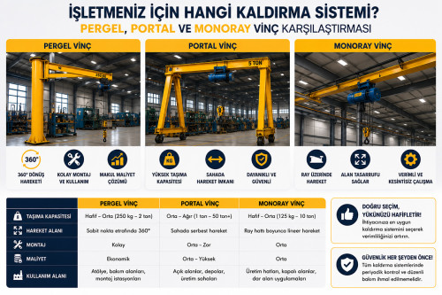 İşletmeniz İçin Hangi Kaldırma Sistemi? Pergel, Portal ve Monoray Vinç Karşılaştırması